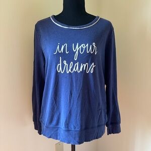 **KATE SPADE* Blue Long Sleeve "In Your Dreams" Sleep Shirt Size Medium